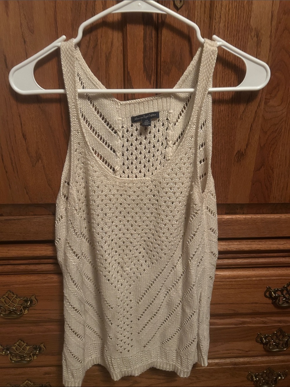 American Eagle Outfitters Cream Knit Tank Top